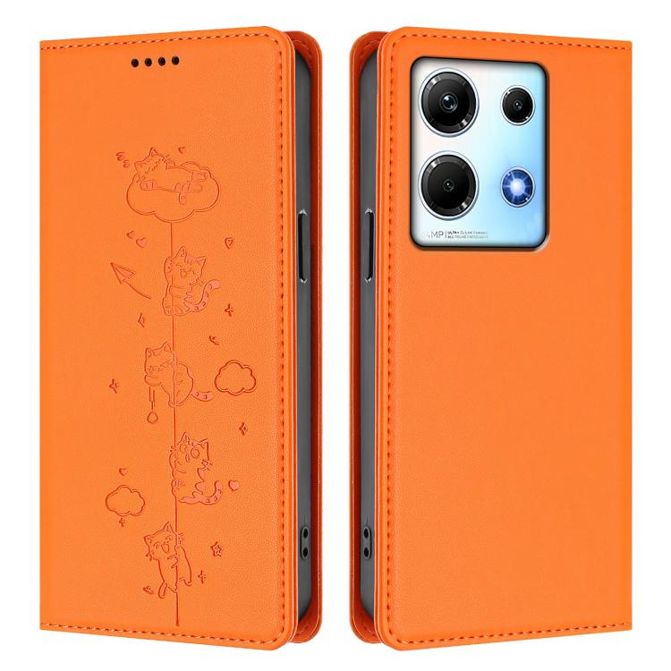 For Infinix Note 30 5G / 4G Cute Cats Embossed Magnetic RFID Vegan Leather Phone Case