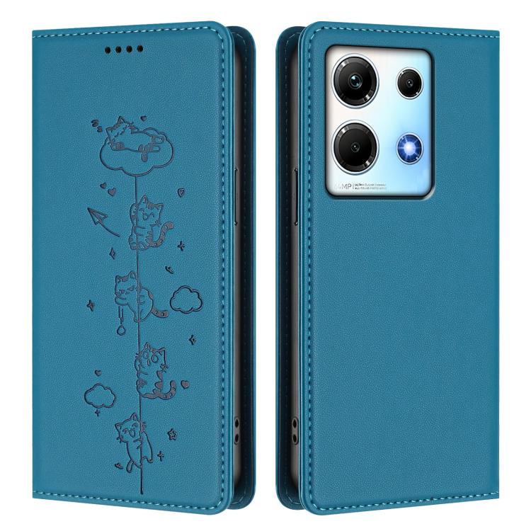 For Infinix Note 30 5G / 4G Cute Cats Embossed Magnetic RFID Vegan Leather Phone Case