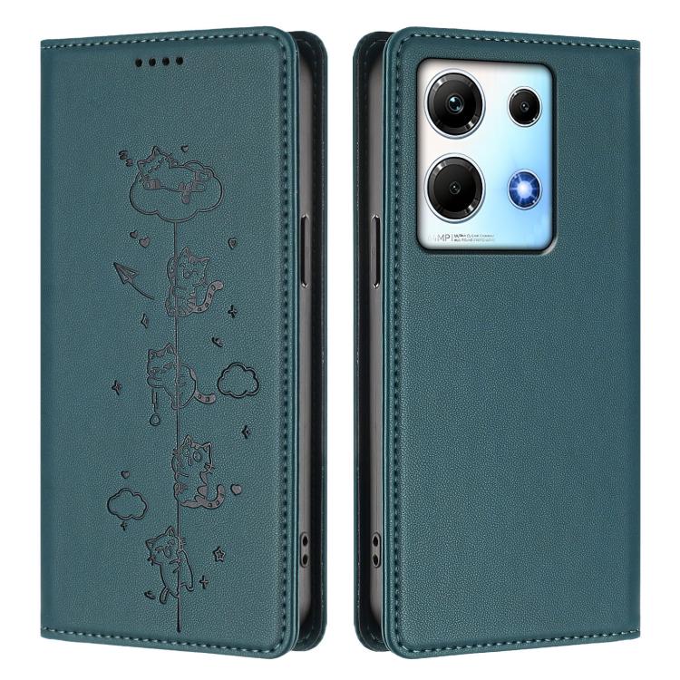 For Infinix Note 30 5G / 4G Cute Cats Embossed Magnetic RFID Vegan Leather Phone Case