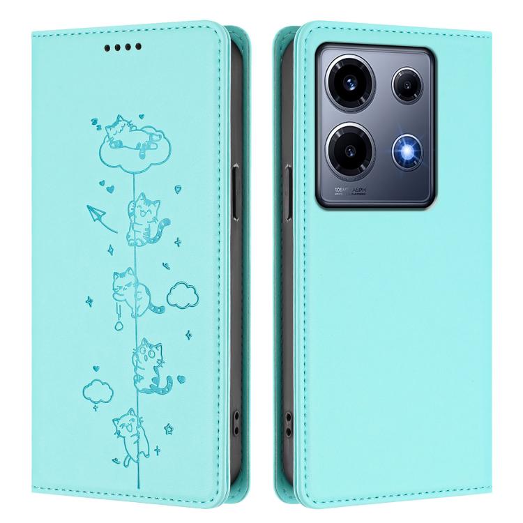 For Infinix Note 30 VIP Cute Cats Embossed Magnetic RFID Vegan Leather Phone Case
