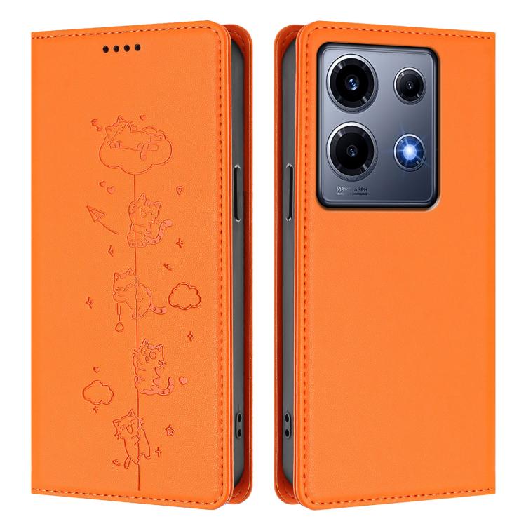 For Infinix Note 30 VIP Cute Cats Embossed Magnetic RFID Vegan Leather Phone Case