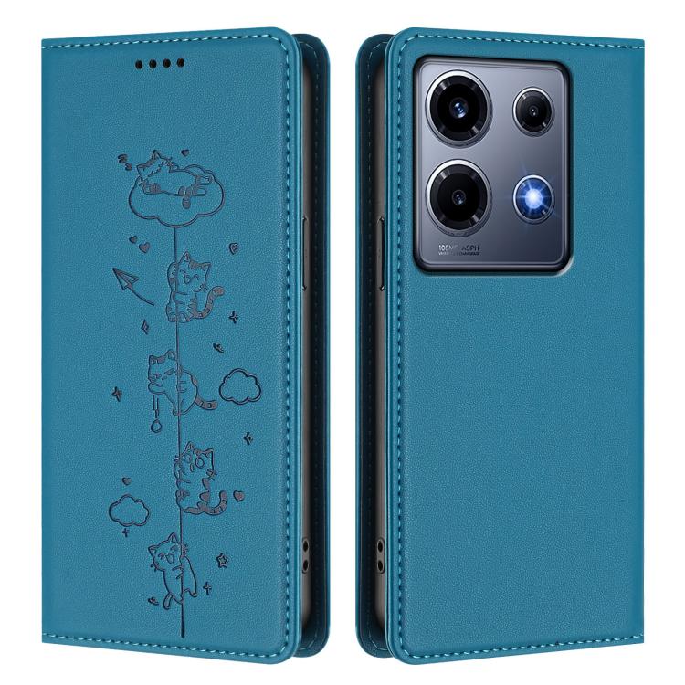 For Infinix Note 30 VIP Cute Cats Embossed Magnetic RFID Vegan Leather Phone Case