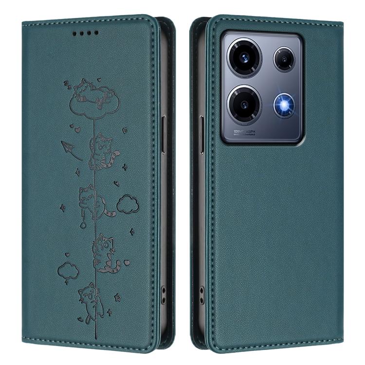 For Infinix Note 30 VIP Cute Cats Embossed Magnetic RFID Vegan Leather Phone Case