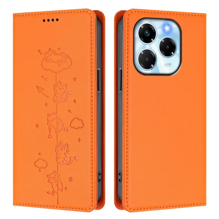 For Infinix Note 40x 5G Cute Cats Embossed Magnetic RFID Vegan Leather Phone Case