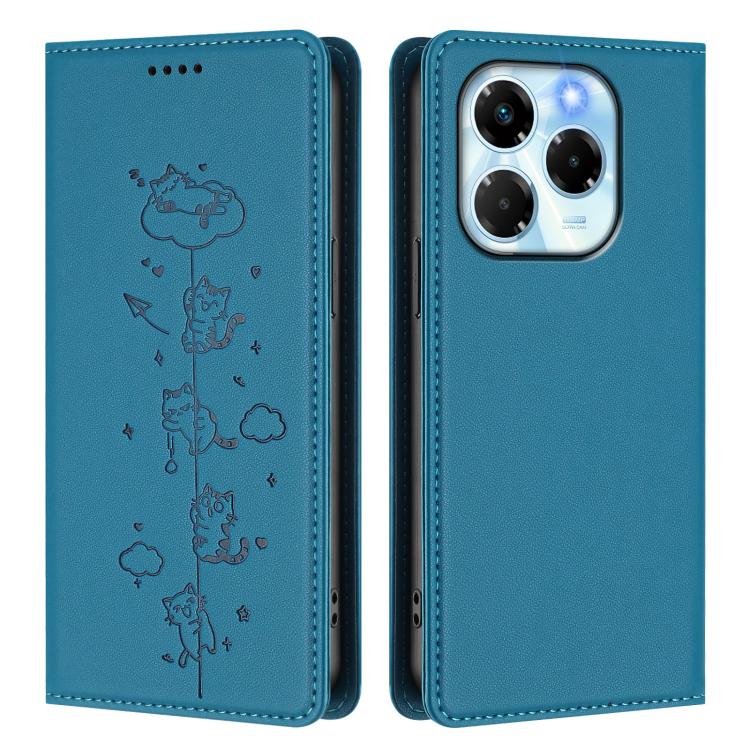For Infinix Note 40x 5G Cute Cats Embossed Magnetic RFID Vegan Leather Phone Case