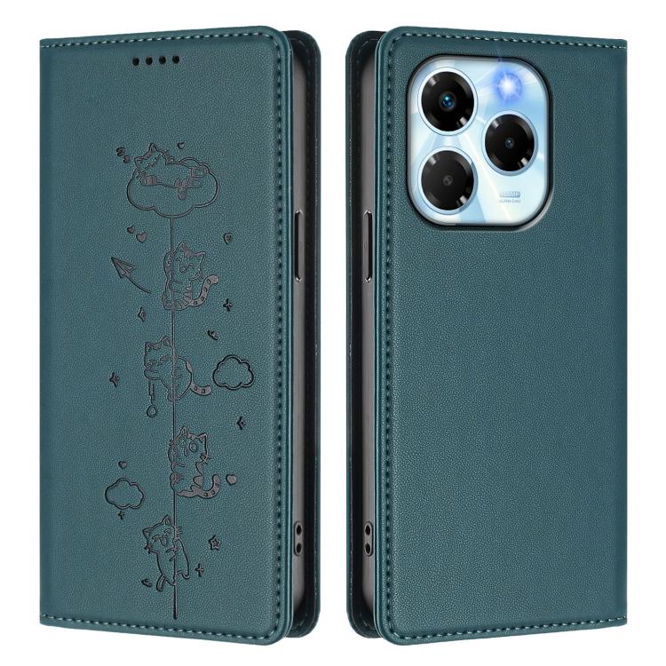 For Infinix Note 40x 5G Cute Cats Embossed Magnetic RFID Vegan Leather Phone Case