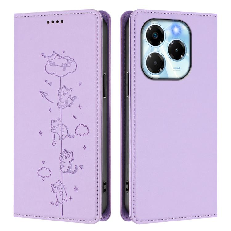 For Infinix Note 40x 5G Cute Cats Embossed Magnetic RFID Vegan Leather Phone Case