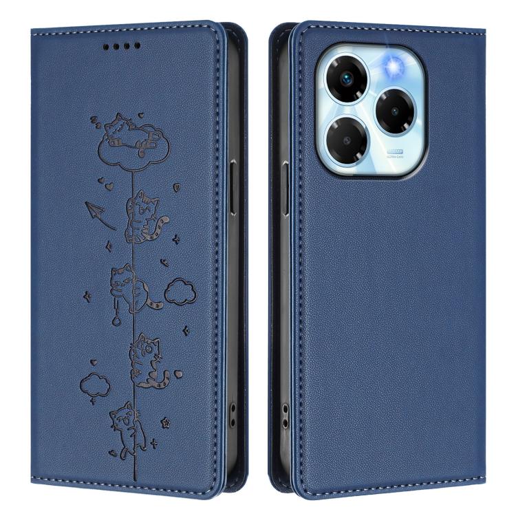 For Infinix Note 40x 5G Cute Cats Embossed Magnetic RFID Vegan Leather Phone Case