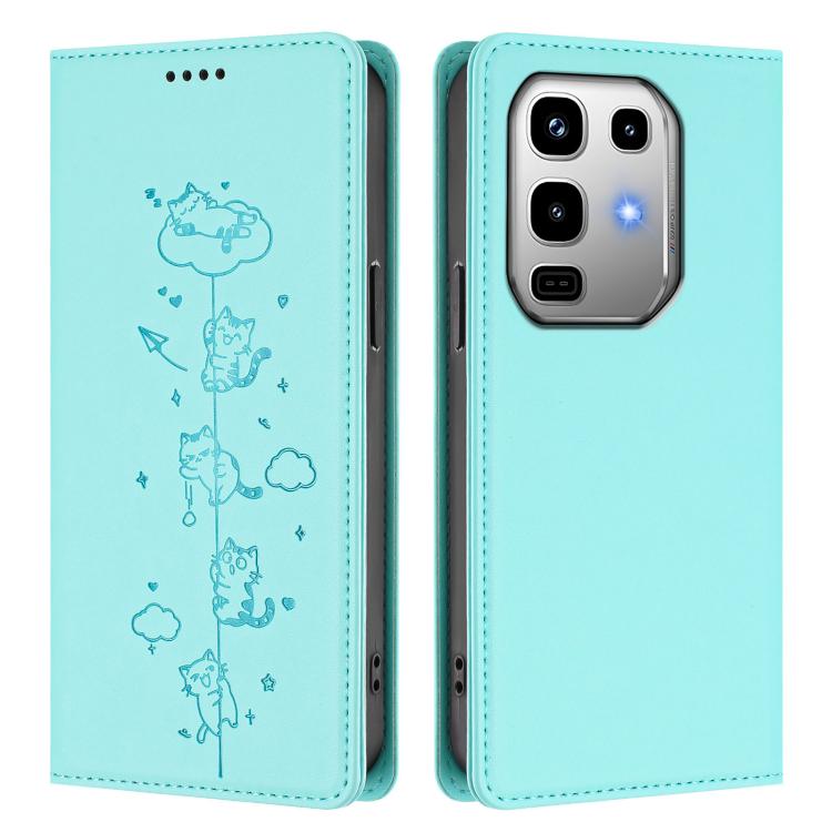 For Infinix Note 50 Pro 4G / Note 50 4G Cute Cats Embossed Magnetic RFID Vegan Leather Phone Case