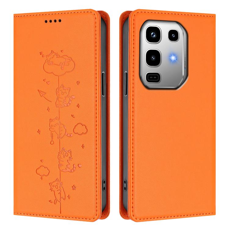 For Infinix Note 50 Pro 4G / Note 50 4G Cute Cats Embossed Magnetic RFID Vegan Leather Phone Case
