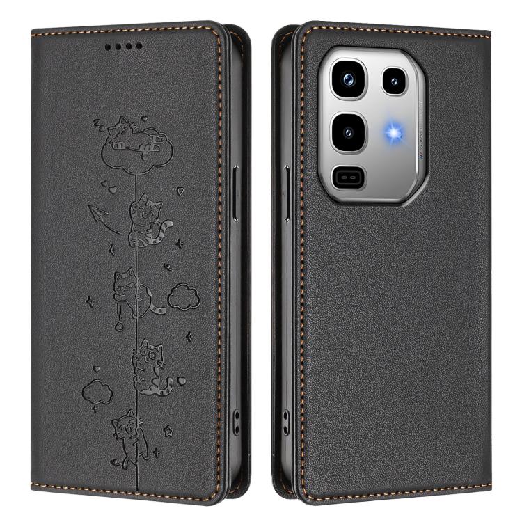 For Infinix Note 50 Pro 4G / Note 50 4G Cute Cats Embossed Magnetic RFID Vegan Leather Phone Case