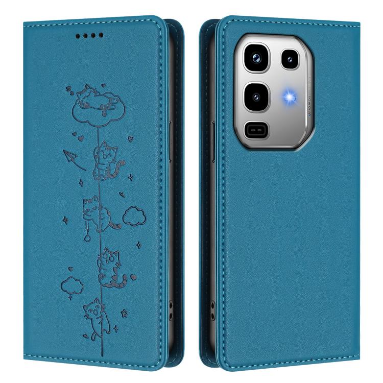 For Infinix Note 50 Pro 4G / Note 50 4G Cute Cats Embossed Magnetic RFID Vegan Leather Phone Case