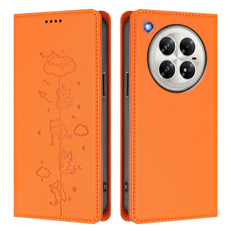 For Infinix Zero 40 5G Cute Cats Embossed Magnetic RFID Vegan Leather Phone Case