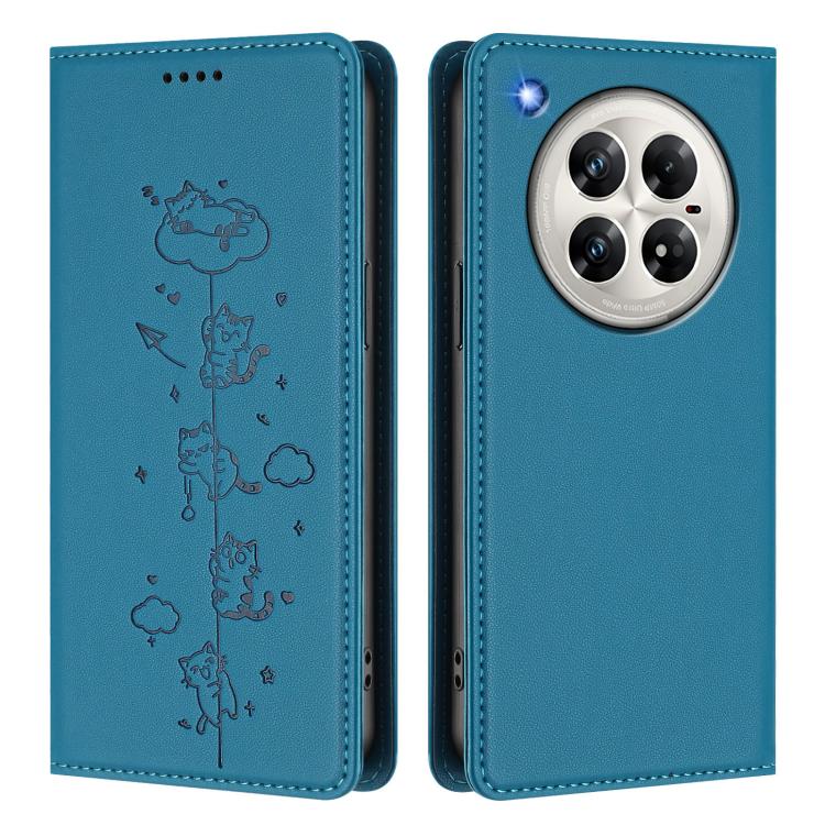 For Infinix Zero 40 5G Cute Cats Embossed Magnetic RFID Vegan Leather Phone Case