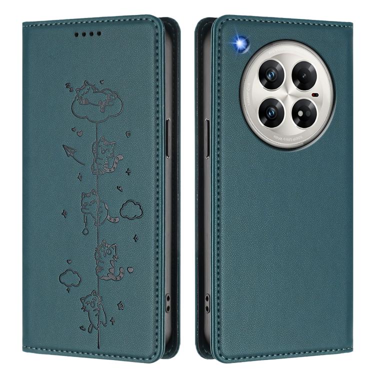 For Infinix Zero 40 5G Cute Cats Embossed Magnetic RFID Vegan Leather Phone Case