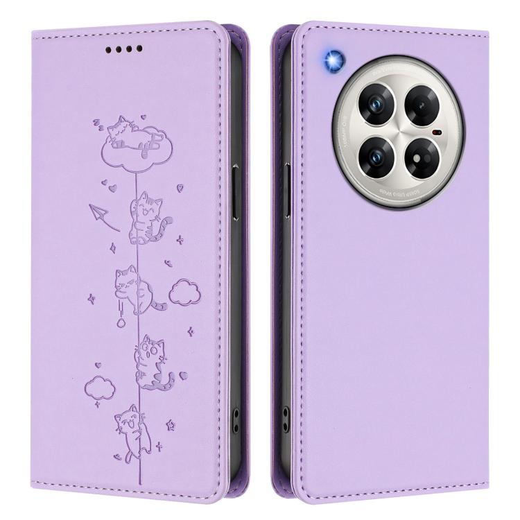 For Infinix Zero 40 5G Cute Cats Embossed Magnetic RFID Vegan Leather Phone Case