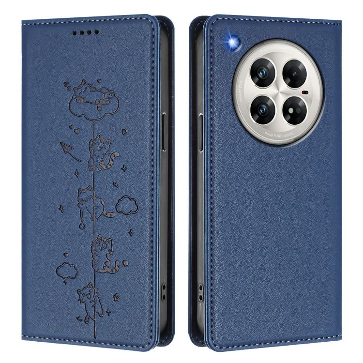 For Infinix Zero 40 5G Cute Cats Embossed Magnetic RFID Vegan Leather Phone Case