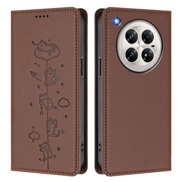 For Infinix Zero 40 5G Cute Cats Embossed Magnetic RFID Vegan Leather Phone Case