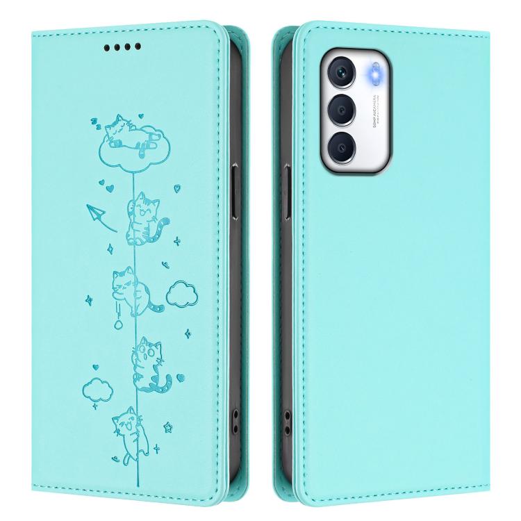 For Infinix Zero 5G 2023 Cute Cats Embossed Magnetic RFID Vegan Leather Phone Case