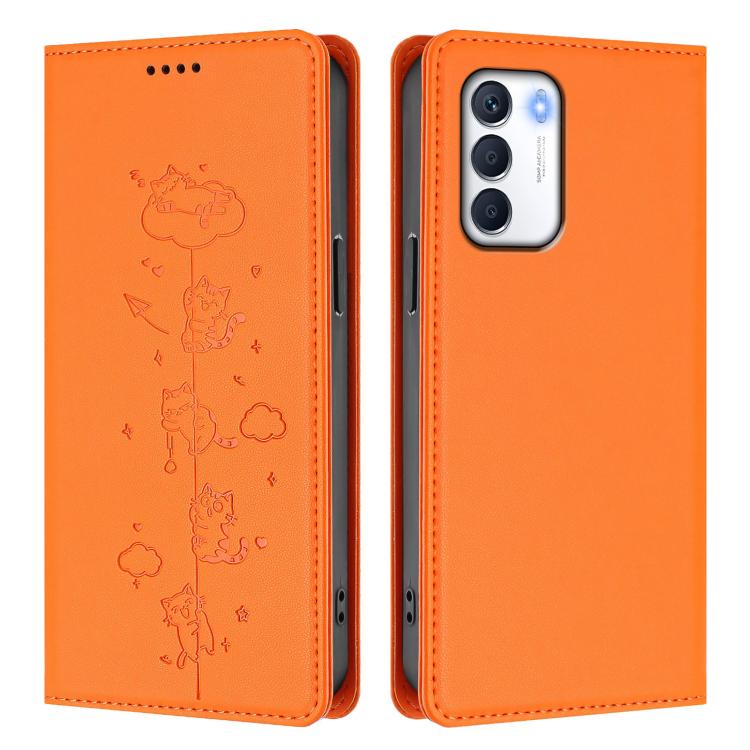 For Infinix Zero 5G 2023 Cute Cats Embossed Magnetic RFID Vegan Leather Phone Case
