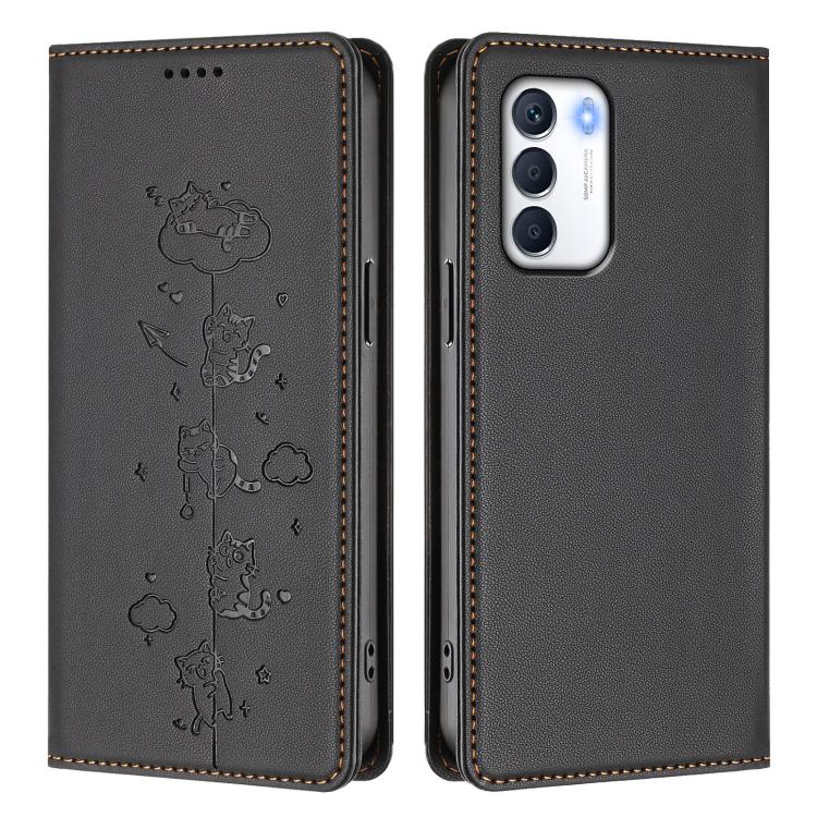 For Infinix Zero 5G 2023 Cute Cats Embossed Magnetic RFID Vegan Leather Phone Case