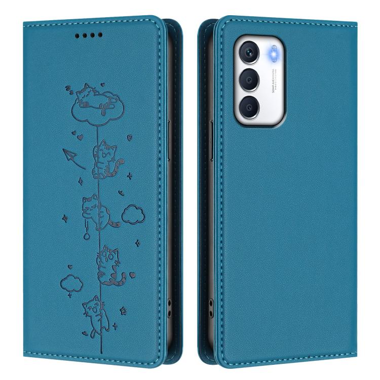 For Infinix Zero 5G 2023 Cute Cats Embossed Magnetic RFID Vegan Leather Phone Case