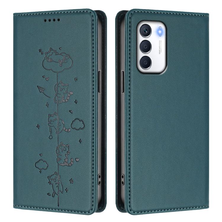 For Infinix Zero 5G 2023 Cute Cats Embossed Magnetic RFID Vegan Leather Phone Case