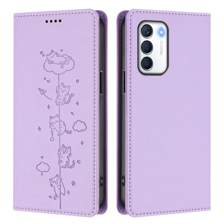 For Infinix Zero 5G 2023 Cute Cats Embossed Magnetic RFID Vegan Leather Phone Case