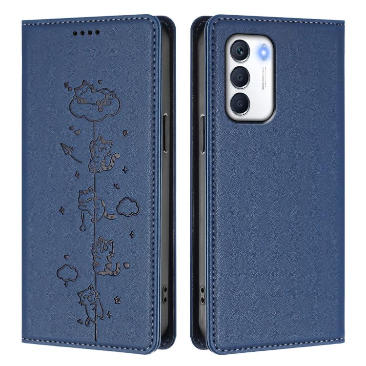 For Infinix Zero 5G 2023 Cute Cats Embossed Magnetic RFID Vegan Leather Phone Case