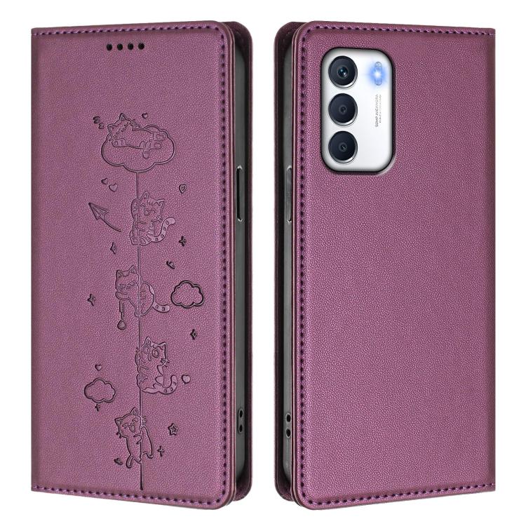 For Infinix Zero 5G 2023 Cute Cats Embossed Magnetic RFID Vegan Leather Phone Case