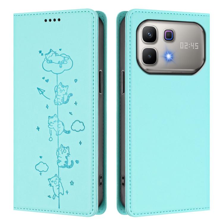 For Infinix Note 60 5G / Note 60 Pro 5G Cute Cats Embossed Magnetic RFID Vegan Leather Phone Case
