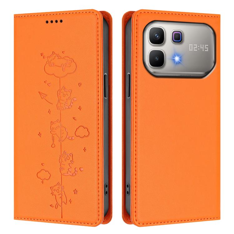 For Infinix Note 60 5G / Note 60 Pro 5G Cute Cats Embossed Magnetic RFID Vegan Leather Phone Case