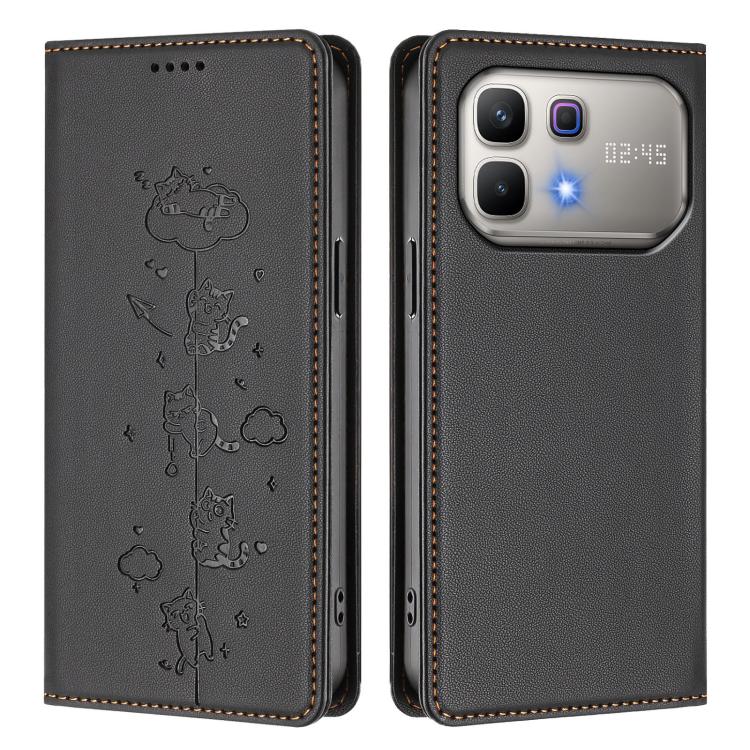 For Infinix Note 60 5G / Note 60 Pro 5G Cute Cats Embossed Magnetic RFID Vegan Leather Phone Case