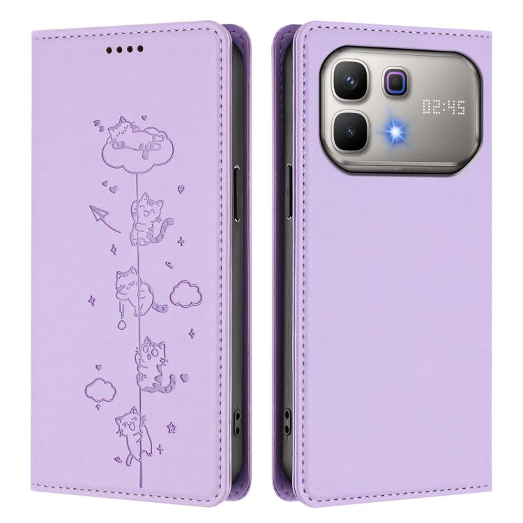 For Infinix Note 60 5G / Note 60 Pro 5G Cute Cats Embossed Magnetic RFID Vegan Leather Phone Case