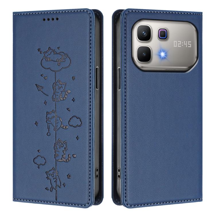 For Infinix Note 60 5G / Note 60 Pro 5G Cute Cats Embossed Magnetic RFID Vegan Leather Phone Case