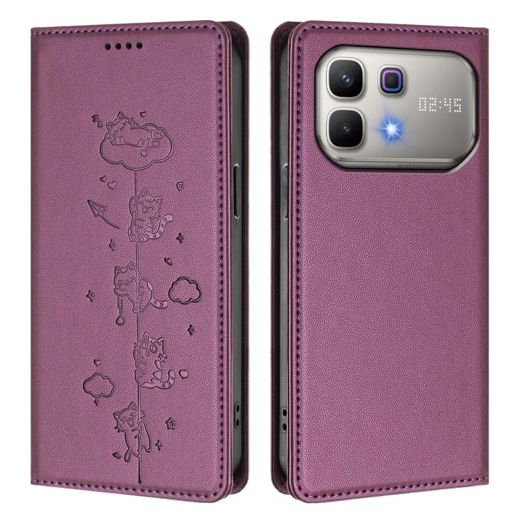 For Infinix Note 60 5G / Note 60 Pro 5G Cute Cats Embossed Magnetic RFID Vegan Leather Phone Case