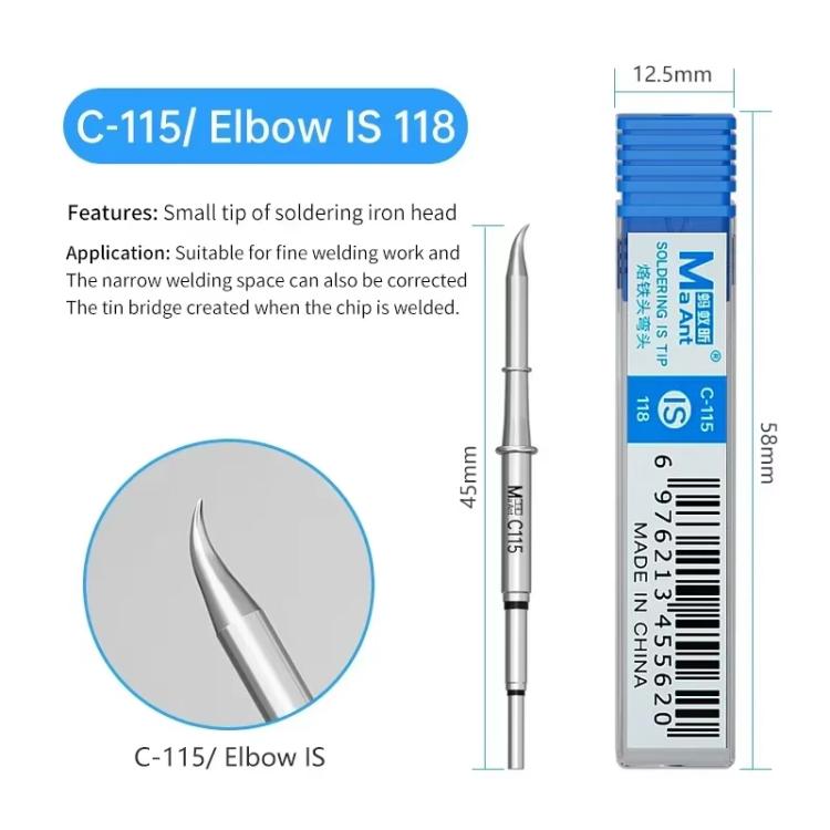 MaAnt C-115 Series Efficient Heat Conduction Lead-free Soldering Iron Tips for T210 / T26 Handles, Model:IS 118
