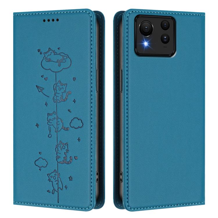 For Asus Zenfone 11 Ultra Cute Cats Embossed Magnetic RFID Vegan Leather Phone Case