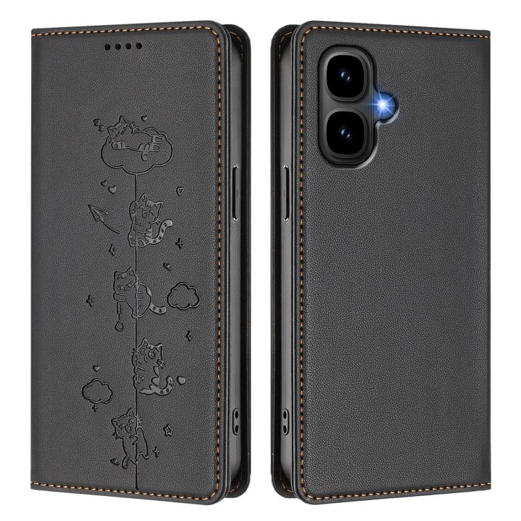 For Tecno Pop 10 / Infinix Smart 10 Cute Cats Embossed Magnetic RFID Vegan Leather Phone Case