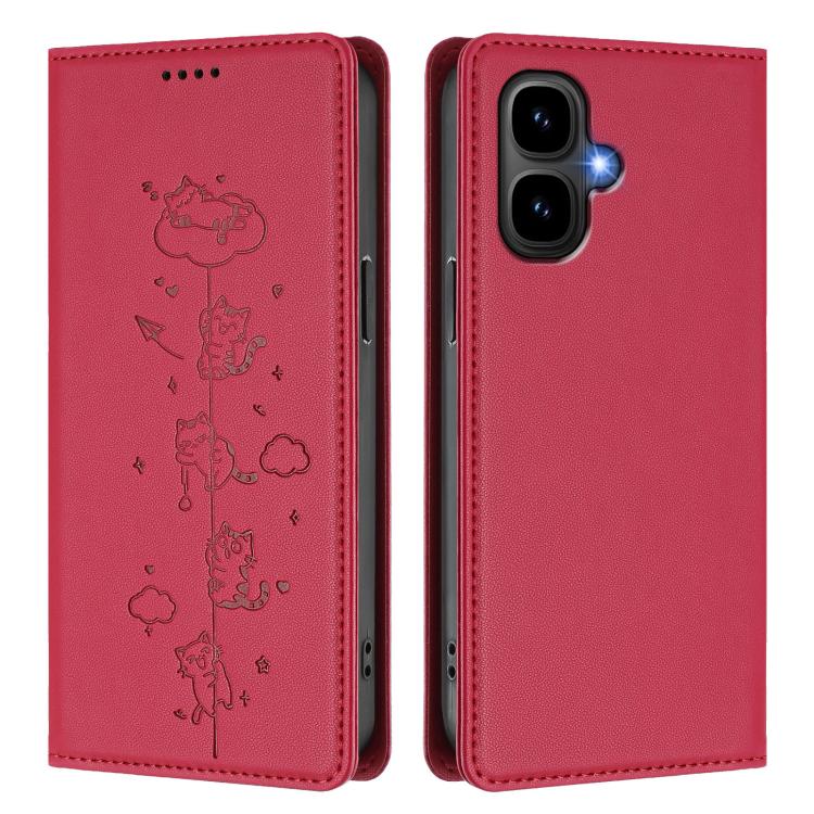 For Tecno Pop 10 / Infinix Smart 10 Cute Cats Embossed Magnetic RFID Vegan Leather Phone Case