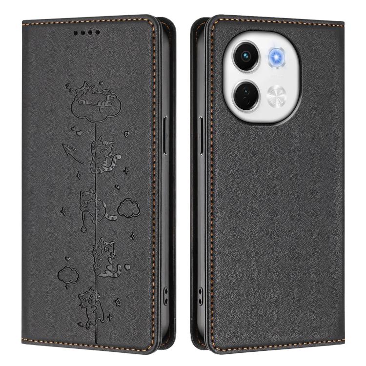 For Tecno Pova 6 Neo 5G / Spark 30 5G Cute Cats Embossed Magnetic RFID Vegan Leather Phone Case