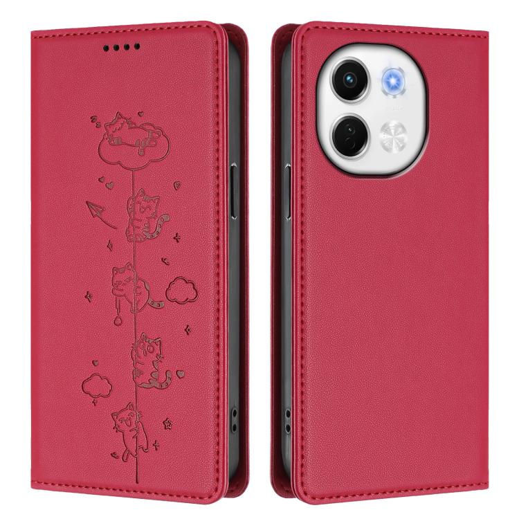 For Tecno Pova 6 Neo 5G / Spark 30 5G Cute Cats Embossed Magnetic RFID Vegan Leather Phone Case