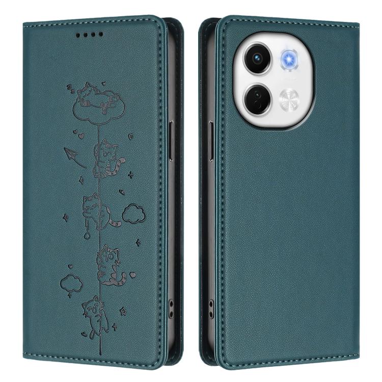 For Tecno Pova 6 Neo 5G / Spark 30 5G Cute Cats Embossed Magnetic RFID Vegan Leather Phone Case