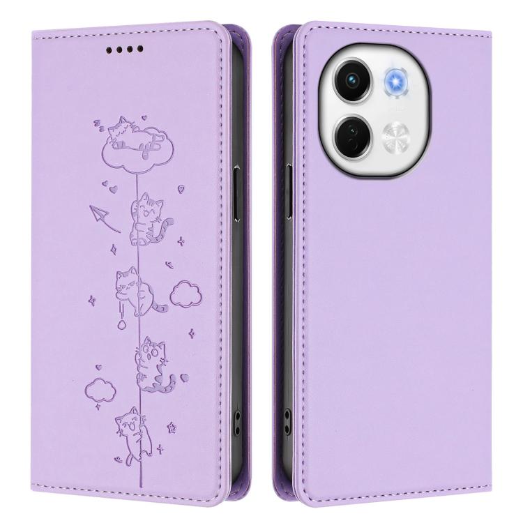 For Tecno Pova 6 Neo 5G / Spark 30 5G Cute Cats Embossed Magnetic RFID Vegan Leather Phone Case