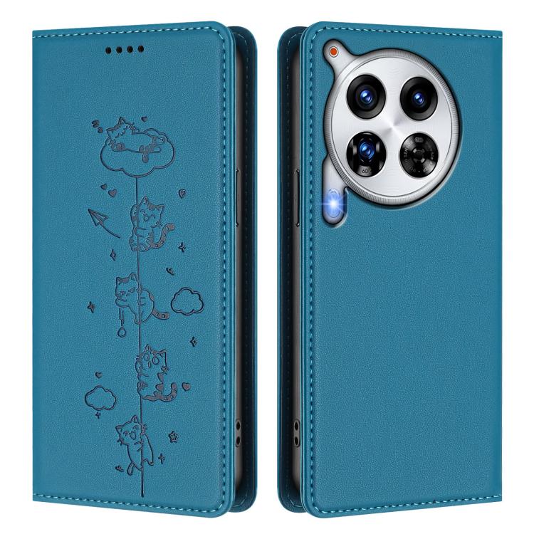 For Tecno Camon 30 Premier Cute Cats Embossed Magnetic RFID Vegan Leather Phone Case