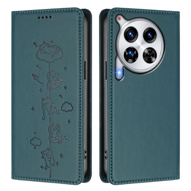For Tecno Camon 30 Premier Cute Cats Embossed Magnetic RFID Vegan Leather Phone Case
