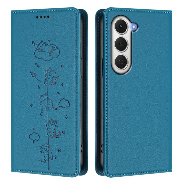 For Tecno Spark 40 Pro 4G Cute Cats Embossed Magnetic RFID Vegan Leather Phone Case