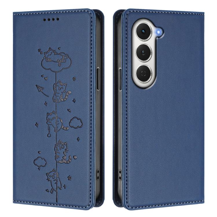 For Tecno Spark 40 Pro 4G Cute Cats Embossed Magnetic RFID Vegan Leather Phone Case