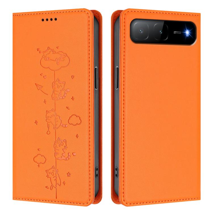For Tecno Spark Go 5G 2025 / Infinix Hot 60i 5G Cute Cats Embossed Magnetic RFID Vegan Leather Phone Case