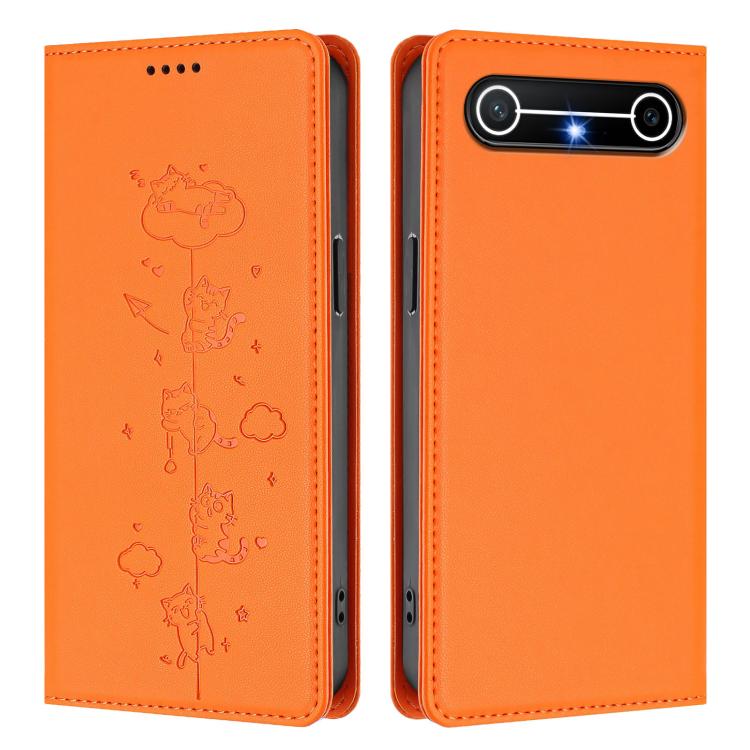 For Tecno Pova Slim 5G / Spark Slim 4G Cute Cats Embossed Magnetic RFID Vegan Leather Phone Case